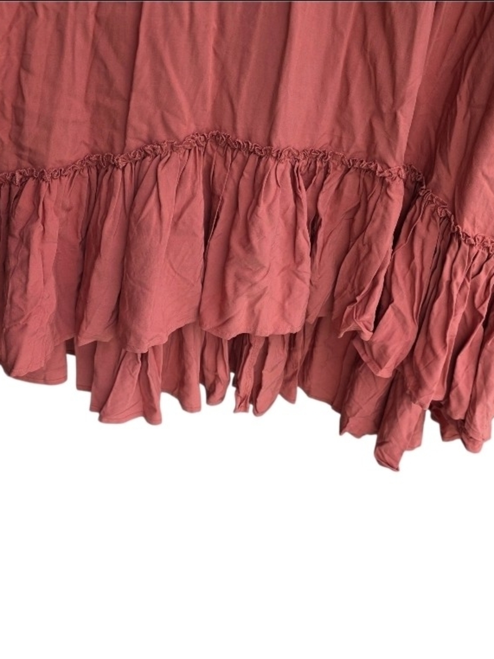 Red V-Neck Ruffle High-Low Maxi Dress - Picture 6 of 8